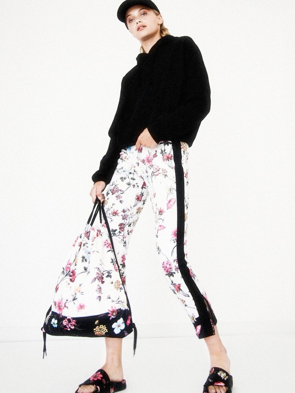 Pam & Gela Floral Track Pants – Size S – Side Stripe Joggers